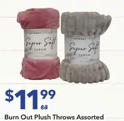 Burn out plush throws assorted