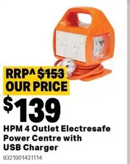 Mitre 10 Outlet electresafe power centre with usb charger offer