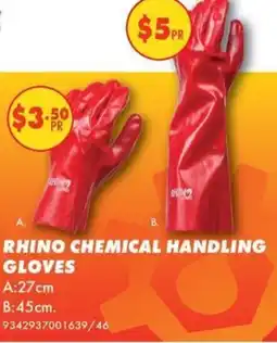 Mitre 10 Rhino chemical handling gloves offer