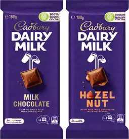 Coles Cadbury Dairy Milk Block Chocolate 150g-190g offer