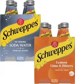 Coles Schweppes Mixers, Soft Drink or Mineral Water 4x300mL offer