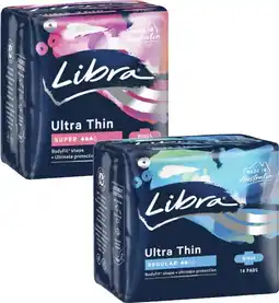 Coles Libra Ultra Thin Pads with Wings Regular 14 Pack or Super 12 Pack offer