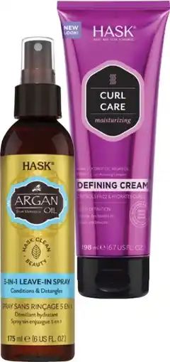 Coles Hask Curl Care Curl Defining Cream 198mL or 5 in 1 Leave in Spray Argan Oil 175mL offer