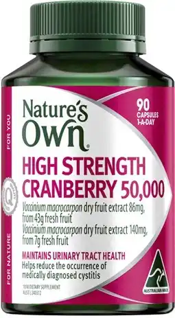 Coles Nature's Own High Strength Cranberry Capsules 90 Pack^ offer