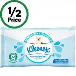 Woolworths Kleenex Flushable Wipes Pk 36 offer