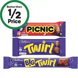 Woolworths Cadbury Medium or Europe Bars 30-55g offer