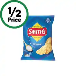 Woolworths Smith’s Crinkle Cut Potato Chips 150-170g offer