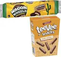 Coles Arnott's Wagon Wheel or TeeVee Snack Biscuits 175g-190g offer