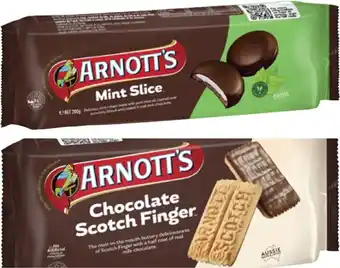 Coles Arnott's Mint Slice or Chocolate Scotch Finger Biscuits 200g-250g offer