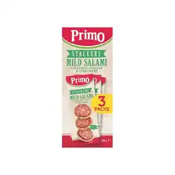 Woolworths Primo Stackers Mild Salami Cheddar Cheese & Crackers Pk 3 – From the Fridge offer