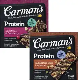 Coles Carman's Protein Bars 150g-200g offer