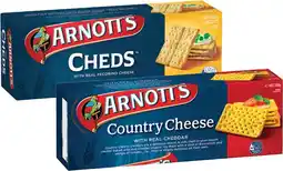 Coles Arnott's Cheds or Country Cheese Crackers 250g offer