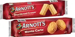 Coles Arnott's Shortbread Cream or Monte Carlo Biscuits 250g offer