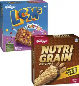 Coles Kellogg's LCMs or Nutri Grain Bars 5 Pack 100g-110g offer
