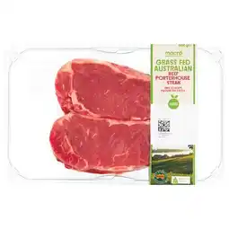 Woolworths Macro Australian Grass Fed Beef Porterhouse Steaks Pk 2 400g offer