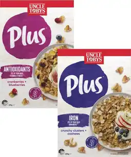 Coles Uncle Tobys Plus Cereal 620g-705g offer