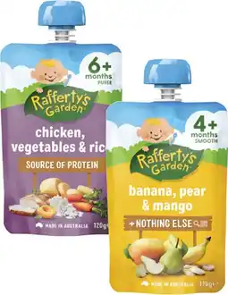 Coles Rafferty's Garden 4+ Months, 6+ Months or 8+ Months Baby Food Pouch 120g offer