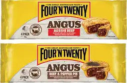 Coles Four'N Twenty Angus Meat Pies 4 Pack 700g offer