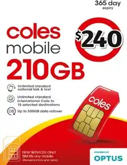 Coles Coles Mobile $240 Prepaid SIM offer