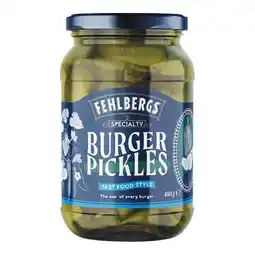 Woolworths Fehlbergs Burger Pickles 490g offer