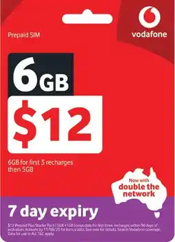 Coles Vodafone $12 Prepaid Plus Starter Pack offer