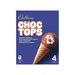 Woolworths Cadbury Choc Tops Ice Cream Cones 400ml Pk 4 – From the Freezer offer