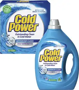 Coles Cold Power Laundry Liquid 2 Litre or Powder 2kg offer