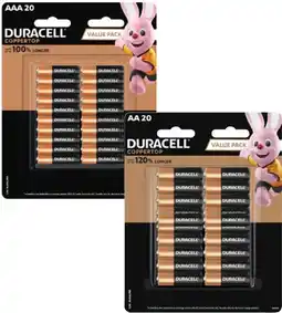 Coles Duracell Coppertop Batteries AA or AAA 20 Pack offer