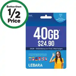 Woolworths Lebara $24.90 Starter Pack¥ offer