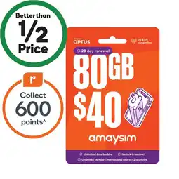 Woolworths amaysim $40 Starter Pack^ offer