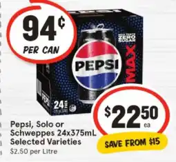 IGA Pepsi, solo or schweppes offer