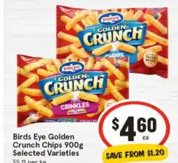 IGA Birds eye golden crunch chips offer