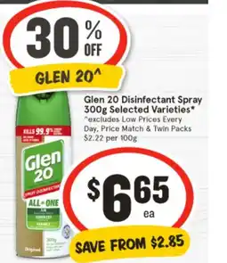 IGA Glen 20 disinfectant spray offer