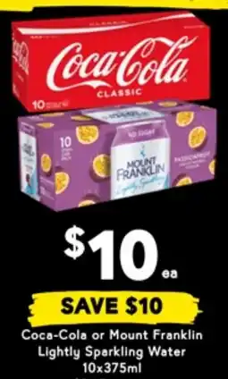 Drakes Coca-cola or mount franklin lightly sparkling water offer