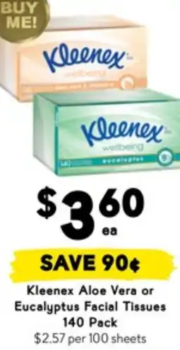 Drakes Kleenex aloe vera or eucalyptus facial tissues offer