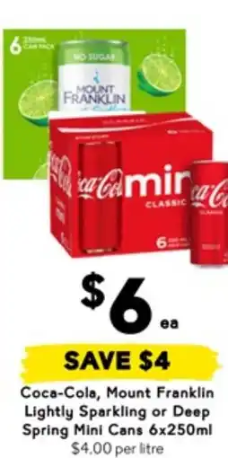 Drakes Coca-cola, mount franklin lightly sparkling or deep spring offer