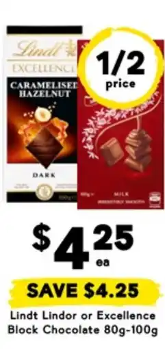 Drakes Lindt lindor or excellence block chocolate offer
