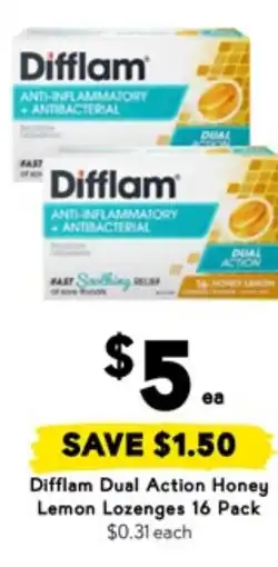 Difflam dual action honey lemon lozenges