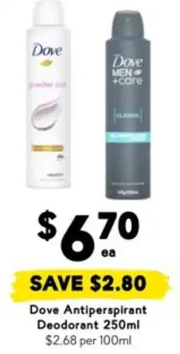 Drakes Dove antiperspirant deodorant offer