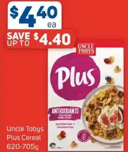 Foodland Uncle tobys plus cereal offer