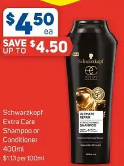 Foodland Schwarzkopf extra care shampoo or conditioner offer