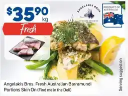 Foodland Angelakis bros. fresh australian barramundi portions skin offer