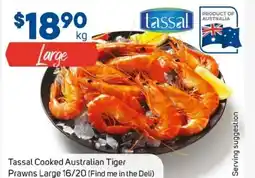 Foodland Tassal cooked australian tiger prawns large offer