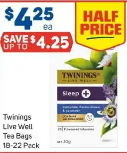 Foodland Twinings live well tea bags offer