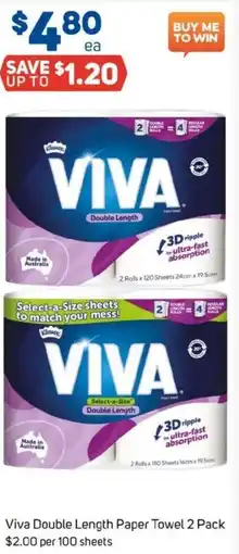 Foodland Viva double length paper towel offer