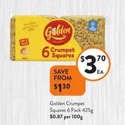 Foodworks Golden bakery crumpet squares offer