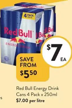 Foodworks Red bull energy drink cans offer