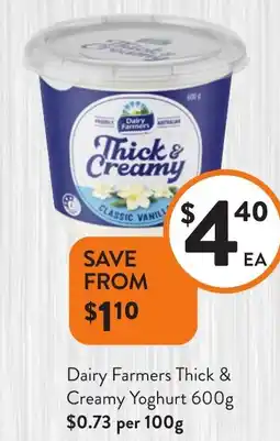 Foodworks Dairy farmers thick & creamy yoghurt offer