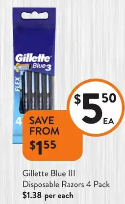 Foodworks Gillette blue disposable razors offer