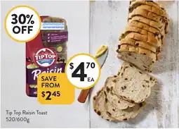 Foodworks Tip Top Raisin Toast offer